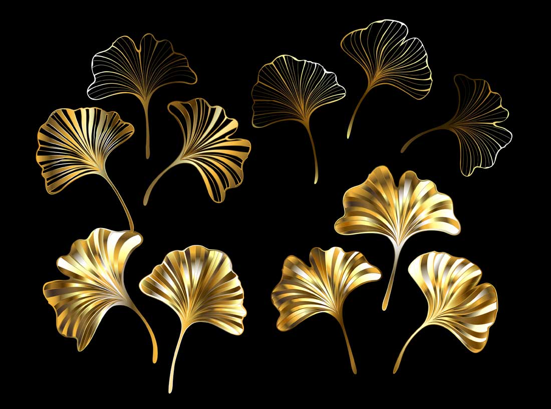 Brosche in Form eines Ginkgo-Blattes